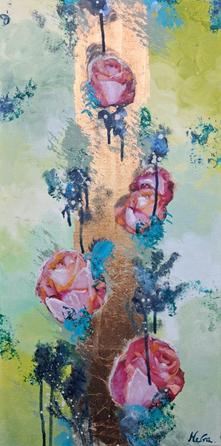 Quiet Repair - 30 x 60 cm - Mixed Media, Acrylfarbe und Blattmetall auf Leinwand - Januar 2026 - Preis: 1300 €